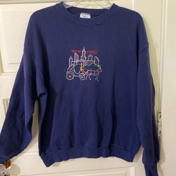 Delta Embroidered New York City Central Park Sweatshirt Women’s XL Blue - Picture 1 of 9